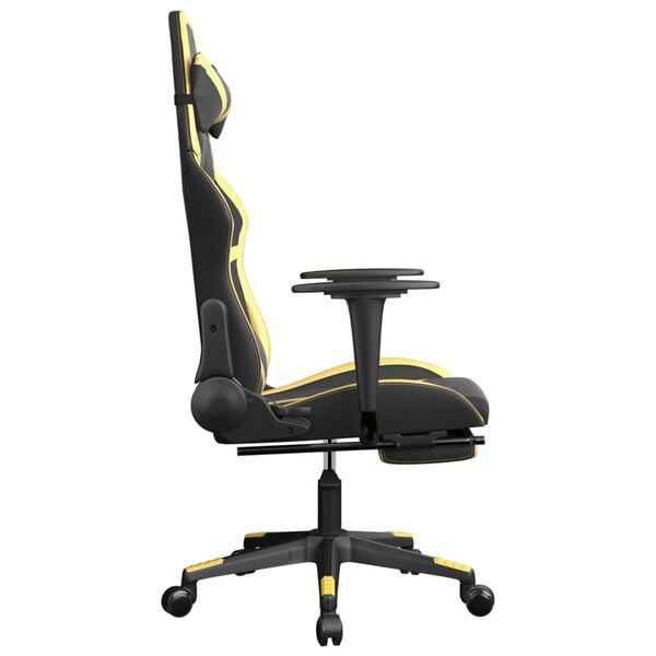 vidaXL Chaise de jeu avec repose-pied Noir et doré Similicuir