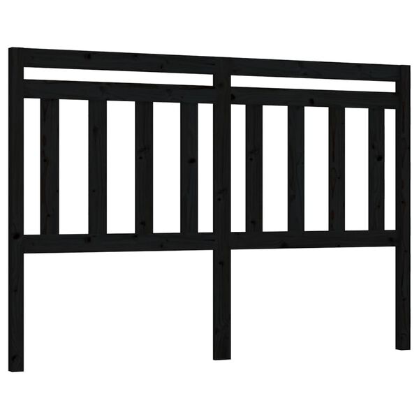 vidaXL T&ecirc;te de lit Noir 146x4x100 cm Bois massif de pin
