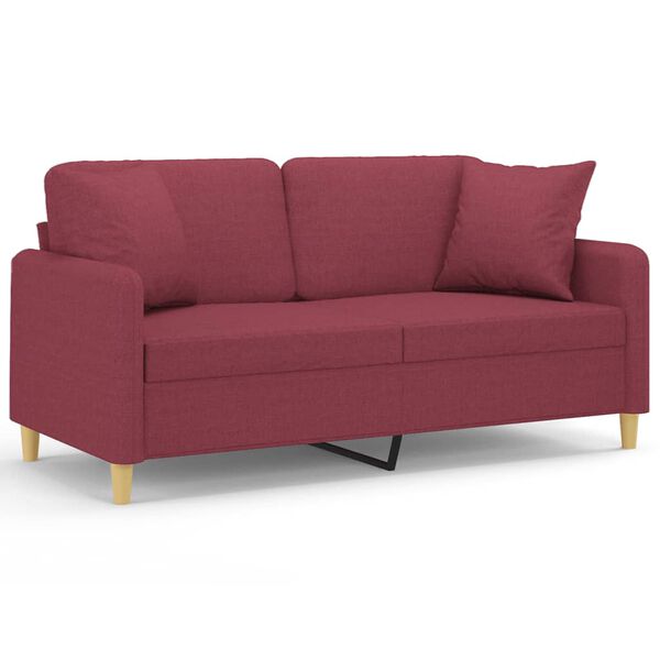 vidaXL Canap&eacute; 2 places avec oreillers bordeaux 140 cm tissu