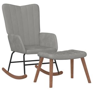 vidaXL Chaise &agrave; bascule avec repose-pied Gris clair Velours
