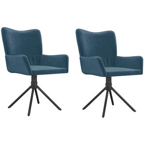 vidaXL Chaises pivotantes &agrave; manger lot de 2 Bleu Velours