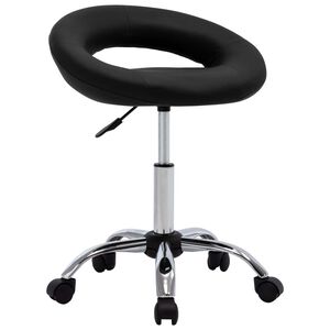 vidaXL Chaise de travail roulante Noir Similicuir