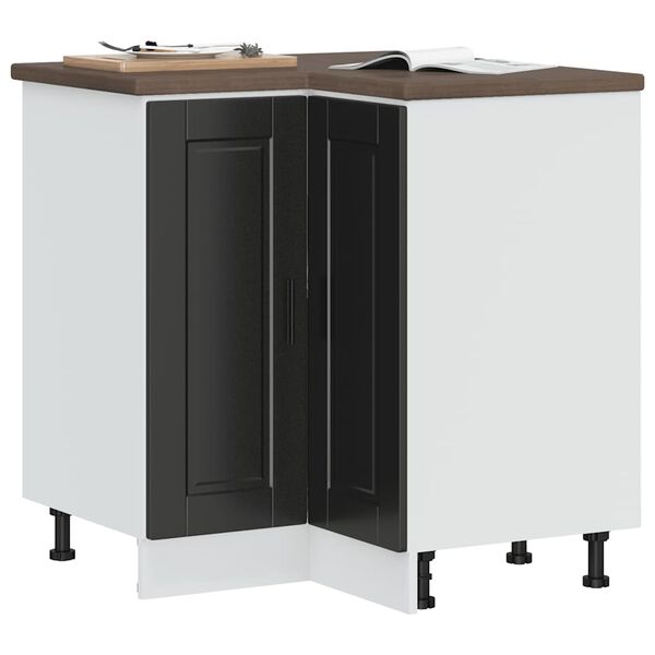 vidaXL Armoire d'angle de cuisine Porto noir bois d'ingénierie