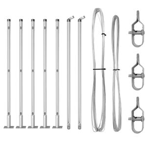 vidaXL Poteau de cl&ocirc;ture. 7 pcs Argent&eacute; Acier