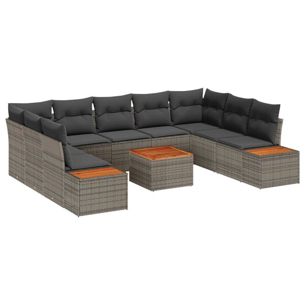 vidaXL Ensemble de canap&eacute; de jardin avec coussin 5 pcs Gris Polyrotin