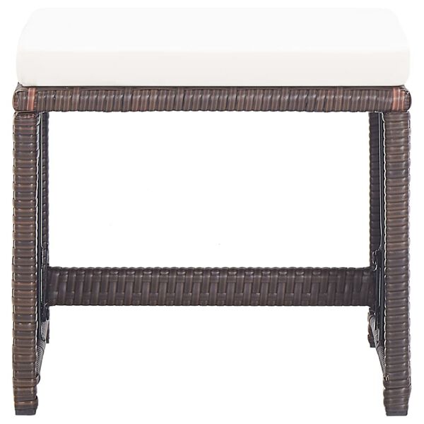 vidaXL Tabourets de jardin lot de 2 et coussins R&eacute;sine tress&eacute;e Marron