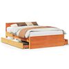 vidaXL Cadre de lit sans matelas avec t&ecirc;te de lit brun cire 150x200 cm