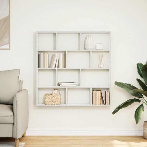 vidaXL &Eacute;tag&egrave;re cube murale 12 compartiments blanc bois d'ing&eacute;nierie