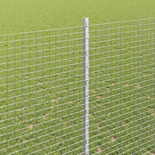 vidaXL Cl&ocirc;ture avec poteau Argent&eacute; 1,5 x 25 m Acier