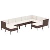 vidaXL Salon de jardin 9 pcs avec coussins r&eacute;sine tress&eacute;e marron