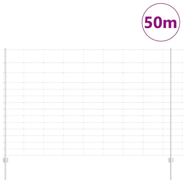 vidaXL Cl&ocirc;ture avec poteau Argent&eacute; 1,6 x 50 m Acier