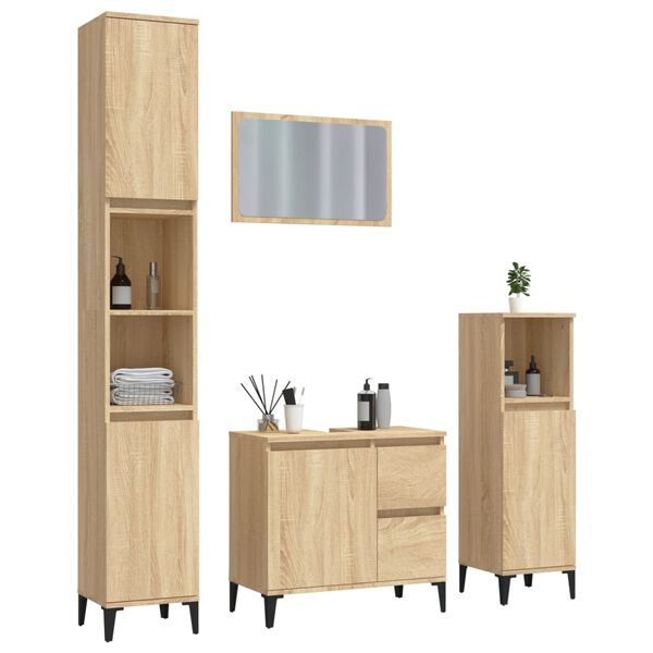 vidaXL Ensemble de meubles de salle de bain 4 pcs ch&ecirc;ne sonoma