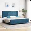 vidaXL Lit &agrave; ressorts avec t&ecirc;te de lit Bleu fonc&eacute; 200 x 200 cm Velours