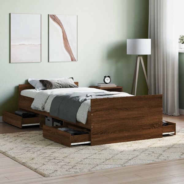 vidaXL Cadre de lit sans matelas ch&ecirc;ne marron 90x190 cm