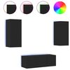 vidaXL Unit&eacute;s murales TV avec LED 4 pcs noir bois d'ing&eacute;nierie