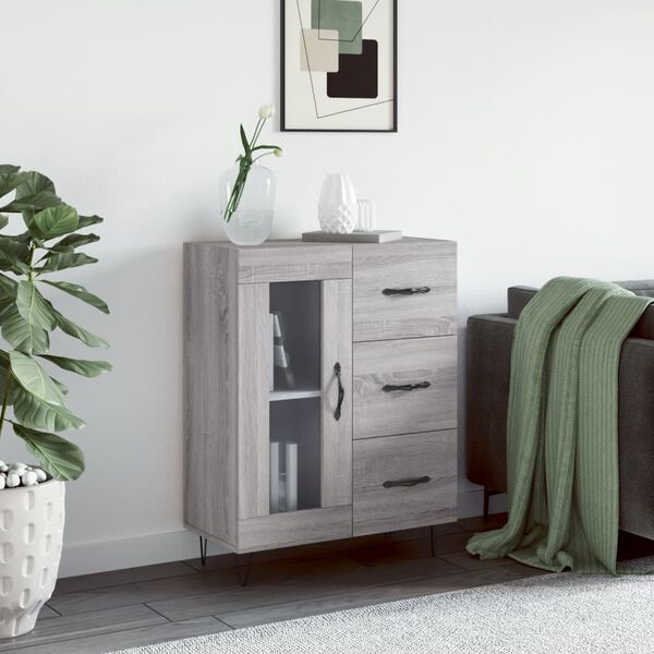 vidaXL Buffet sonoma gris 69,5x34x90 cm bois d'ing&eacute;nierie