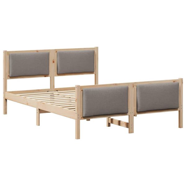 vidaXL Cadre de lit avec t&ecirc;te de lit Taupe 140 x 200 cm tissu