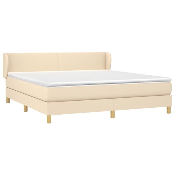 vidaXL Sommier &agrave; lattes de lit avec matelas Cr&egrave;me 160x200 cm Tissu