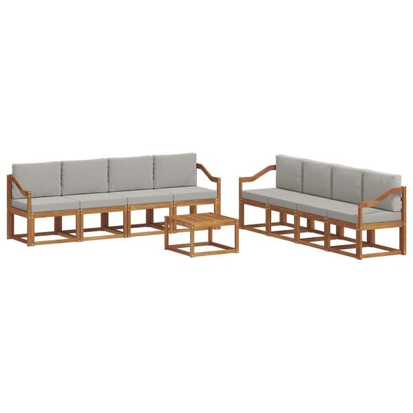 vidaXL Ensemble de canap&eacute;s d'ext&eacute;rieur 9 pcs Gris Naturel et Clair