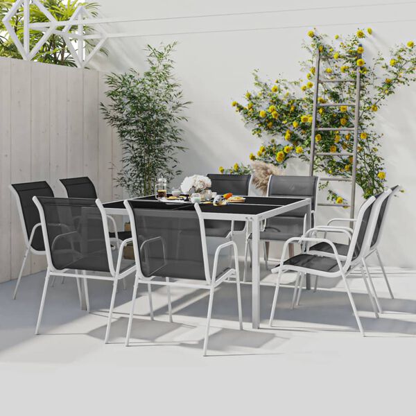 vidaXL Ensemble de salle &agrave; manger d'ext&eacute;rieur 9 pcs Acier