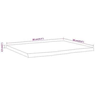 vidaXL Dessus de table 80x60x2,5 cm rectangulaire bois massif acacia