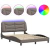 vidaXL Cadre de lit avec LED sans matelas Hvar taupe 140x200 cm tissu