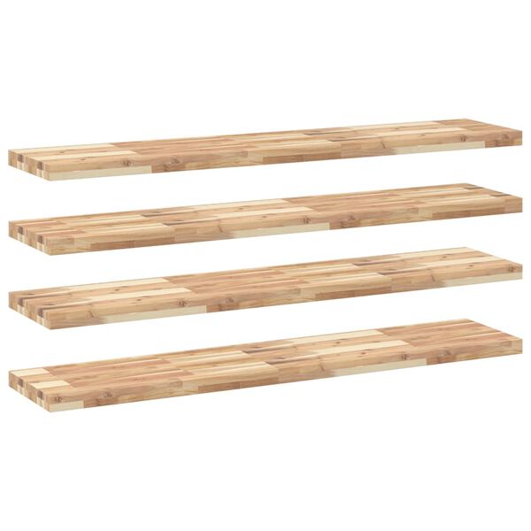 vidaXL &Eacute;tag&egrave;res flottantes 4 pcs 140x30x4 cm acacia massif non trait&eacute;