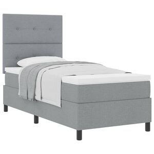 vidaXL Lit &agrave; ressorts avec matelas Gris clair 80 x 200 cm tissu