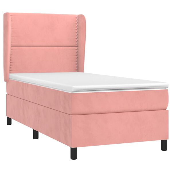 vidaXL Sommier &agrave; lattes de lit avec matelas Rose 90x190 cm Velours