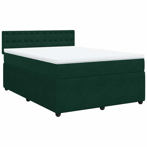 vidaXL Sommier &agrave; lattes de lit et matelas Vert fonc&eacute; 140x190cm Velours