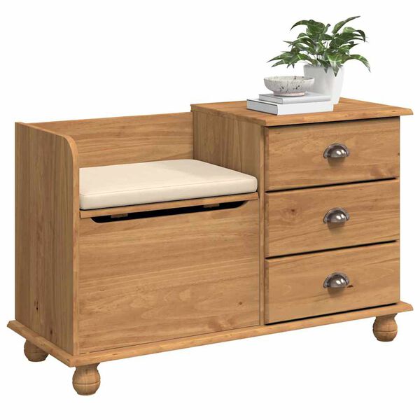 vidaXL Banc de rangement avec tiroir ASKIM Marron 100 x 39 x 62 cm