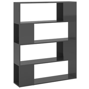 vidaXL Biblioth&egrave;que/S&eacute;parateur de pi&egrave;ce Gris brillant 100x24x124 cm