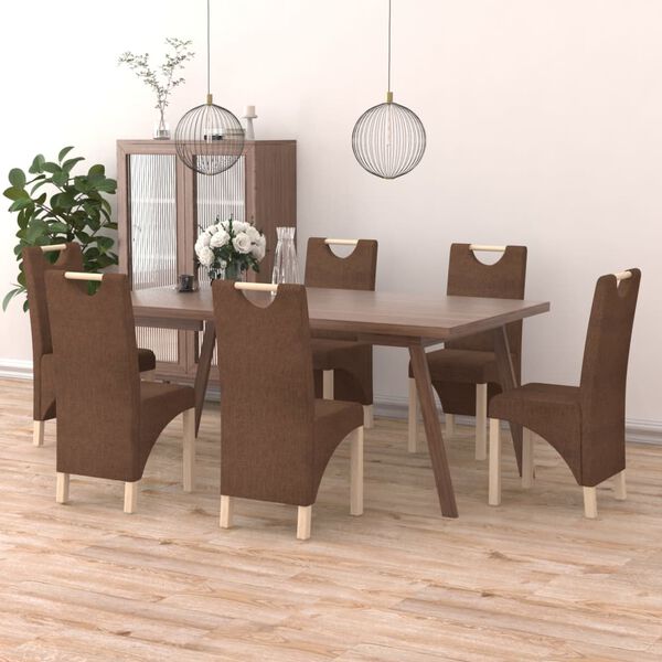 vidaXL Chaises &agrave; manger lot de 6 marron tissu