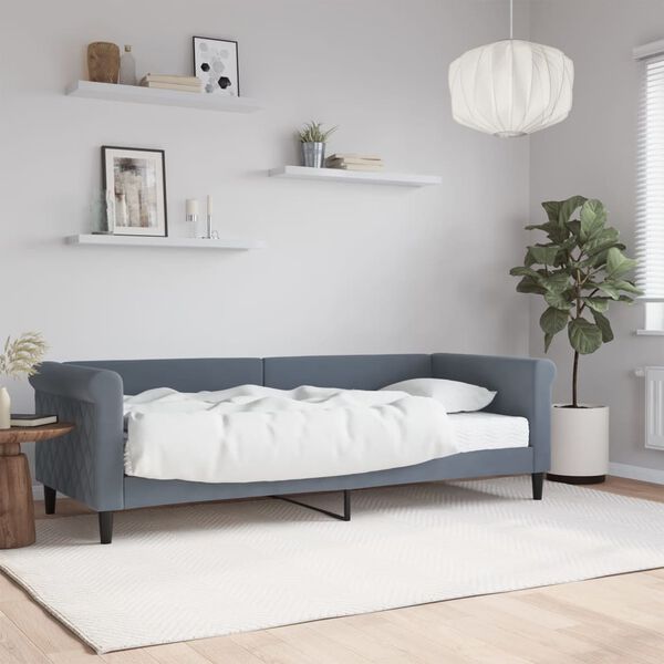 vidaXL Lit de jour avec matelas gris fonc&eacute; 80x200 cm velours