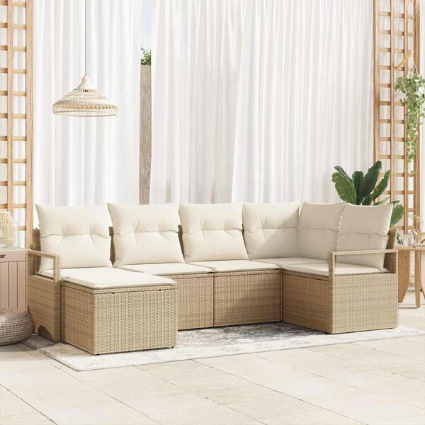vidaXL Ensemble de Canap&eacute;s avec coussin 8 pcs Beige et cr&egrave;me polyrotin