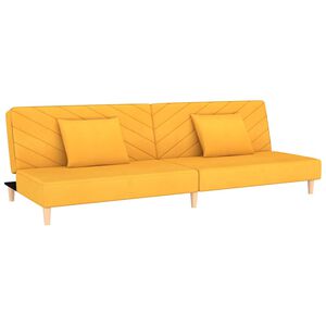 vidaXL Canap&eacute;-lit &agrave; 2 places avec deux oreillers jaune tissu