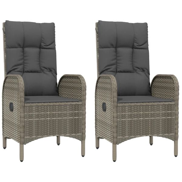 vidaXL Ensemble &agrave; manger jardin 3pcs avec coussins noir et gris
