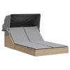 vidaXL Chaise longue double avec auvent et coussins beige poly rotin
