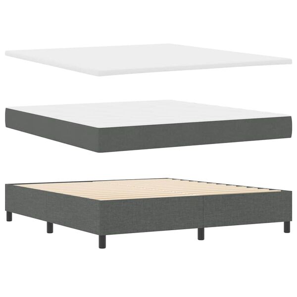 vidaXL Lit &agrave; ressorts avec matelas Gris fonc&eacute; 180 x 200 cm tissu