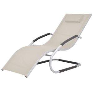 vidaXL Chaise longue avec oreiller Aluminium et textil&egrave;ne Cr&egrave;me