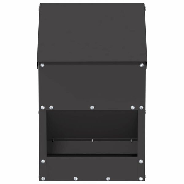 vidaXL Mangeoire pour poules Noir 21 x 16 x 33 cm Acier Lamin&eacute; &agrave; Froid