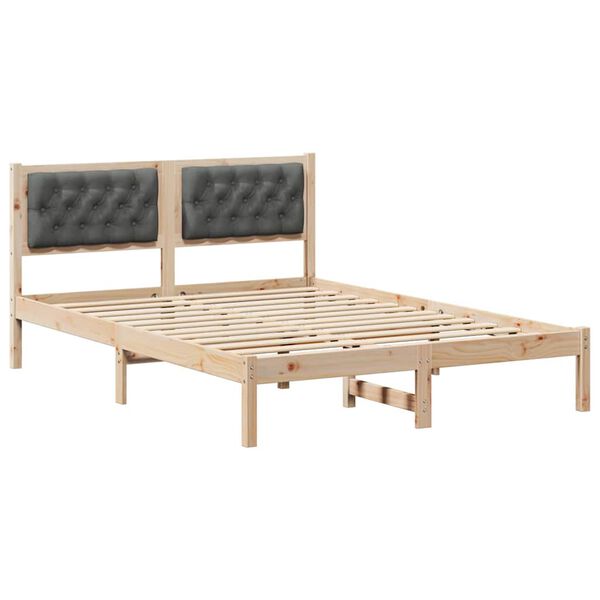 vidaXL Cadre de lit Gris fonc&eacute; 140 x 190 cm Pin massif