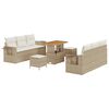 vidaXL Ensemble de canap&eacute; de jardin avec coussin 9 pcs Beige polyrotin