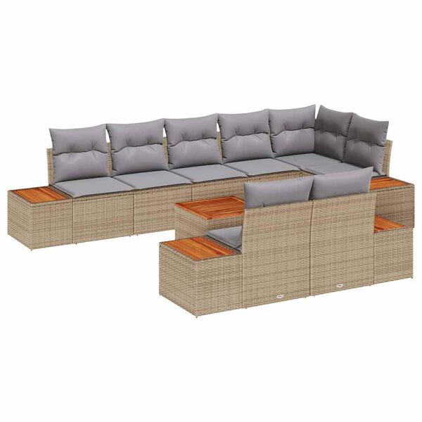 vidaXL Ensemble de canap&eacute; de jardin 8 pcs Beige et Gris clair