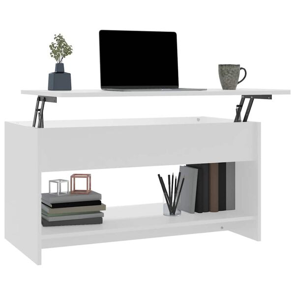 vidaXL Table basse blanc 102x50x52,5 cm bois d'ing&eacute;nierie