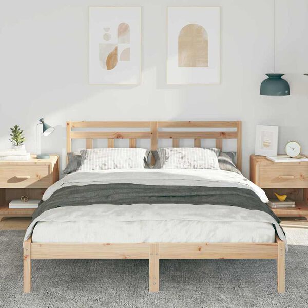 vidaXL Cadre de lit Marron 140 x 200 cm Pin massif