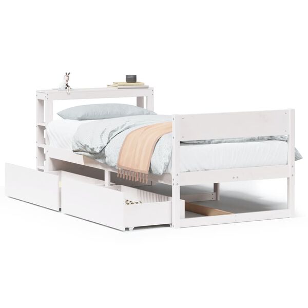 vidaXL Cadre de lit sans matelas blanc 90x190 cm bois de pin massif