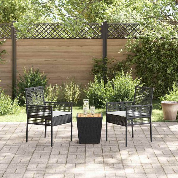 vidaXL Ensemble bistro de jardin 3 pcs Noir polyrotin