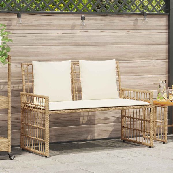 vidaXL Banc ext&eacute;rieur Uni Naturel et Cr&egrave;me 116 x 55 x 82 cm