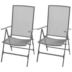 vidaXL Chaises pliantes empilables, lot de 2, gris acier